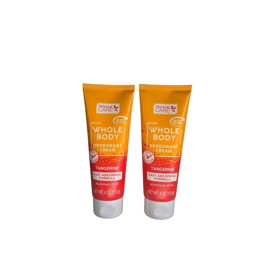 Personal Care Whole Body Deodorant Cream Tangerine Aluminum-Free 4 oz Each ~2pk